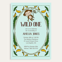 Wild One Cute Monkey Banana 1st Birthday