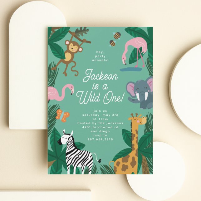 Wild One Cute Party Animal Invitation (Creator Uploaded)