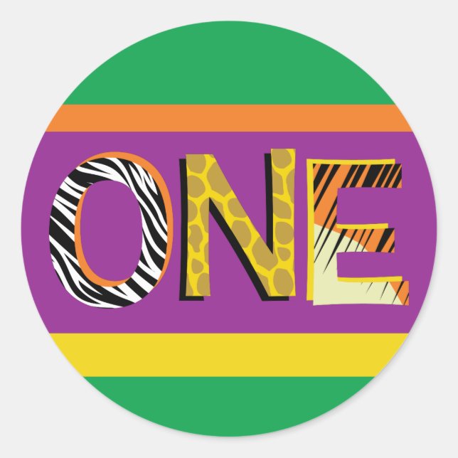 Wild One Cute Safari 1st Birthday Party Theme Classic Round Sticker (Front)