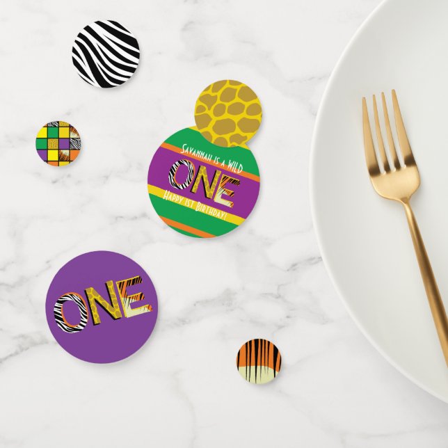 Wild One Cute Safari 1st Birthday Party Theme Confetti (Group)