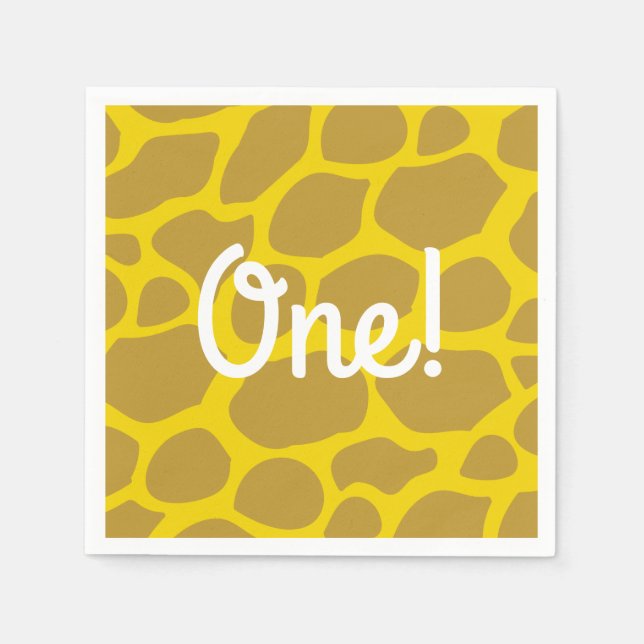 Wild One Cute Safari 1st Birthday Party Theme Napkin (Front)