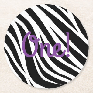 Wild One Cute Safari 1st Birthday Party Theme Round Paper Coaster