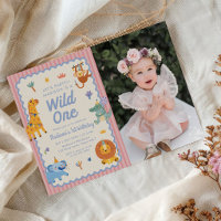 Wild One Cute Safari Animals 1st Birthday Photo