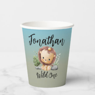Wild One Cute Safari Animals Lion 1st Birthday  Paper Cups