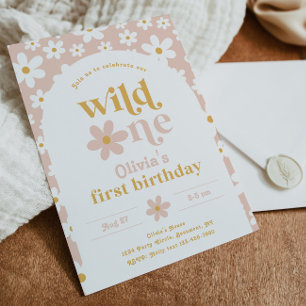 Wild One Daisy Birthday Invitation   First