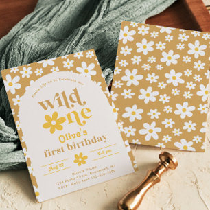 Wild One Daisy Birthday Invitation   First