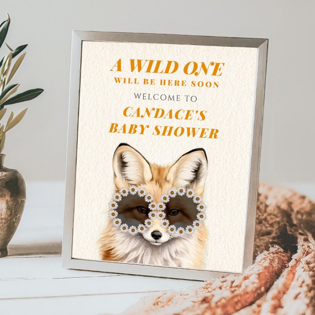 Wild One Daisy Fox Baby Shower Welcome Poster (Creator Uploaded)