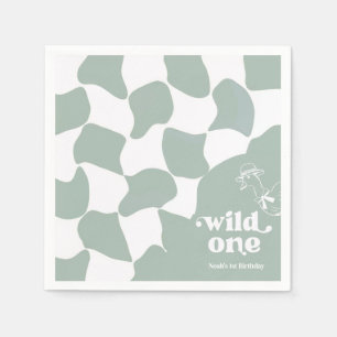 Wild One Dapper Duck 1st Birthday Sage Green Napkin