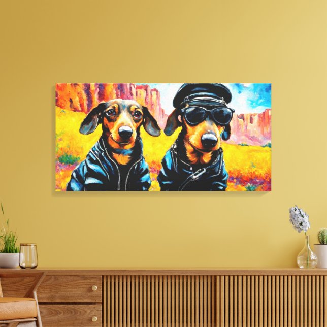 WILD ONE-DASCHUND 3 CANVAS PRINT (Insitu(LivingRoom))