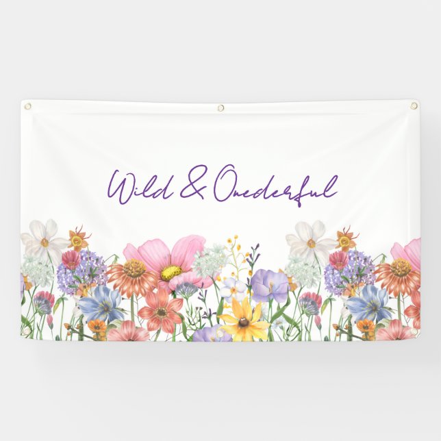 Wild & One-derful Wild Flower Birthday Banner (Horizontal)