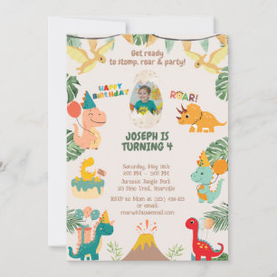 Wild One Dinosaur Birthday Invitation Editable