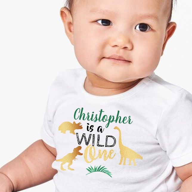Wild One Dinosaur Boys 1st Birthday Baby T-Shirt (Creator Uploaded)