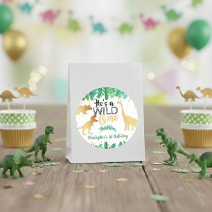 Wild One Dinosaur Boys 1st Birthday Classic Round Sticker
