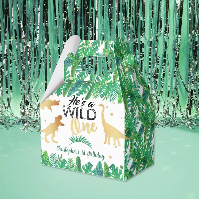 Wild One Dinosaur Boys 1st Birthday Favour Box (Creator Uploaded)