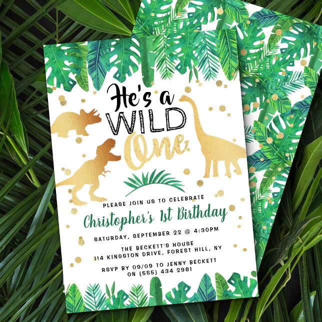 Wild One Dinosaur Boys 1st Birthday Invitation (Creator Uploaded)