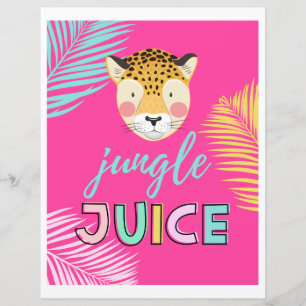 Wild One Drink Sign   Jungle Juice Sign   Cheetah