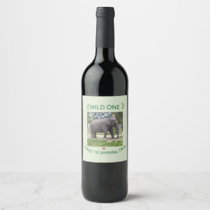 Wild One Elephant Party Treat  Wine Label