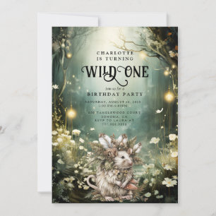 Wild One Enchanted Forest Mouse 1st Birthday Invitation