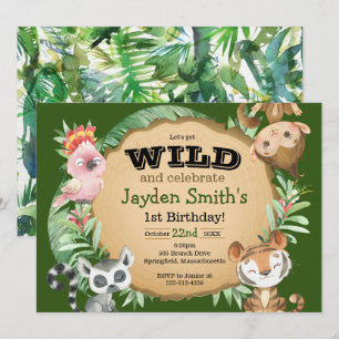 Wild One Exotic Animal Birthday Invitation