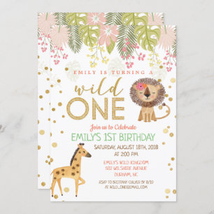 Wild ONE First 1st Birthday Invitation Girl