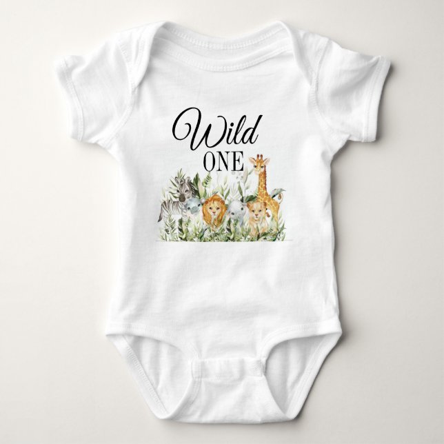 Wild one first birthday  baby bodysuit (Front)