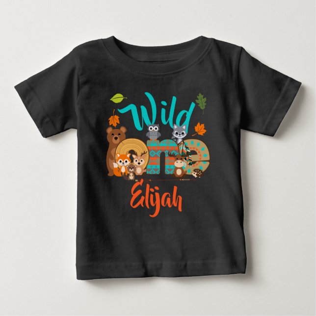 Wild One | First Birthday Boy Woodland Arrow  Baby T-Shirt (Front)
