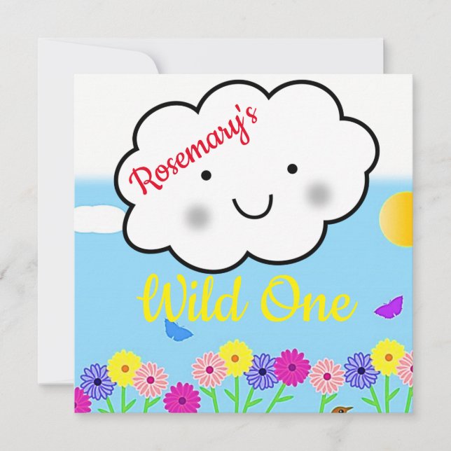 Wild One First Birthday Card Invitation (Front)
