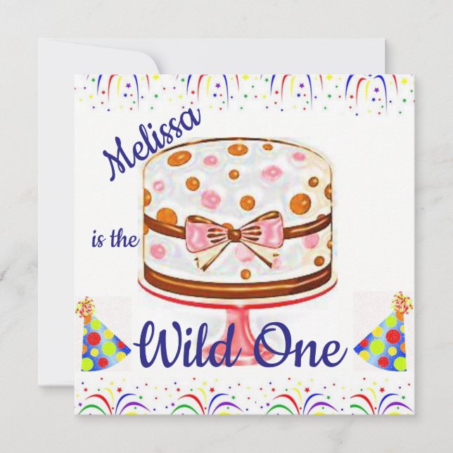 Wild One First Birthday Card Invitation (Front)