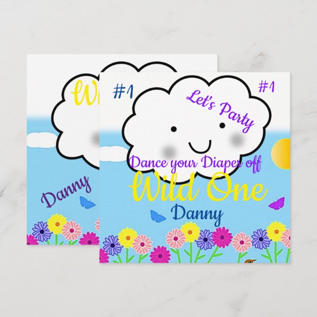 Wild One First Birthday Card Invitation (Front/Back)