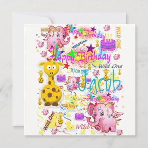 Wild One First Birthday Card Invitation
