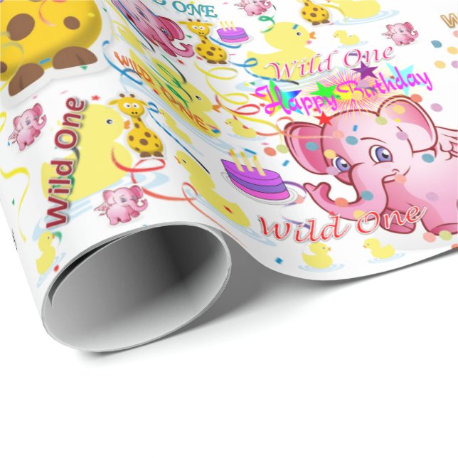 Wild One First Birthday Gift Wrapping Paper (Roll Corner)