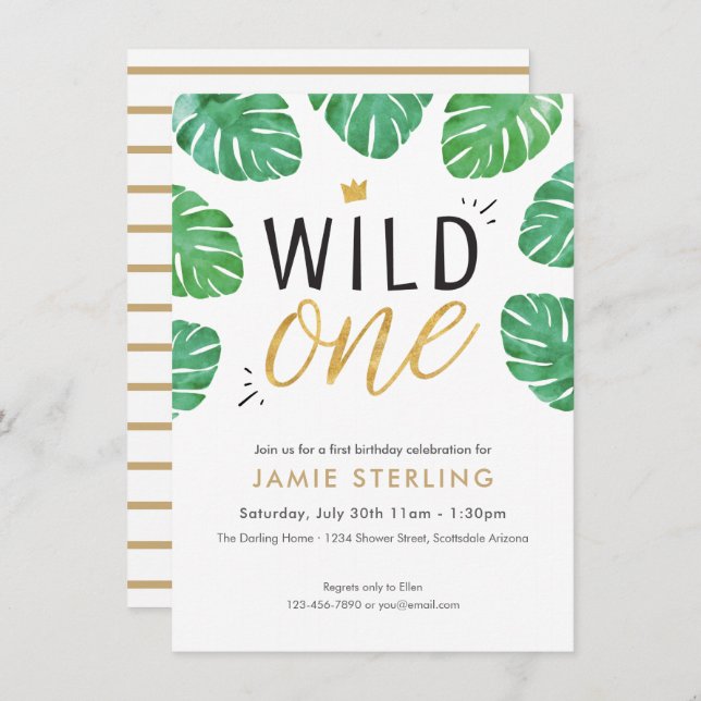 Wild One First Birthday Invitation (Front/Back)