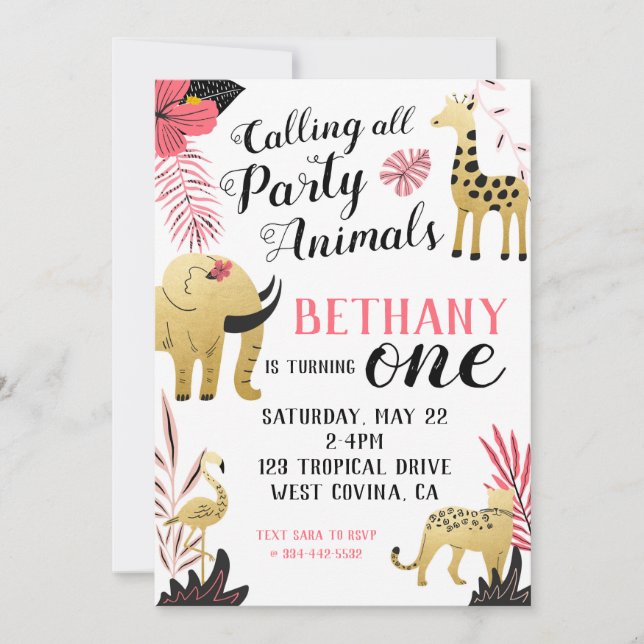 Wild One First Birthday Invitation (Front)