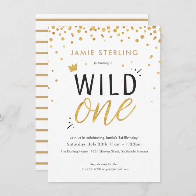 Wild One First Birthday Invitation (Front/Back)