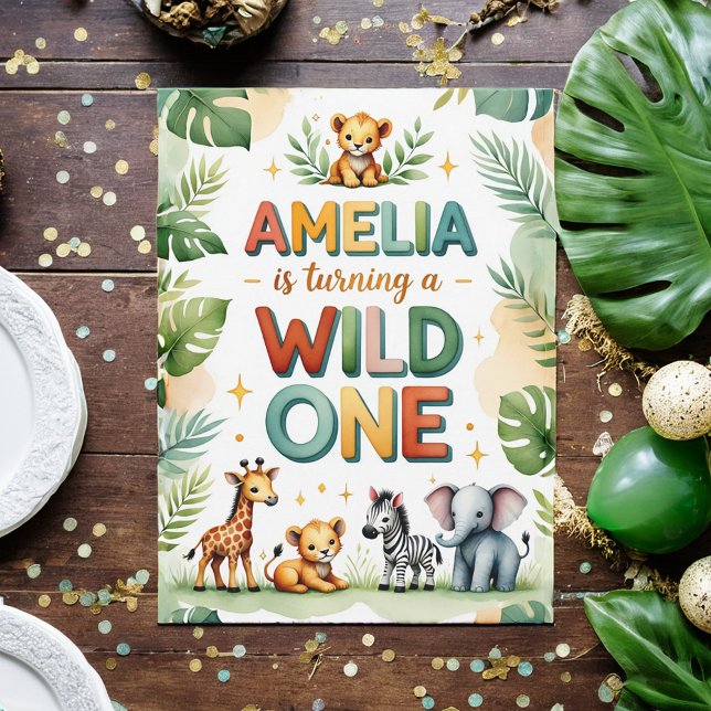 Wild One First Birthday Invitation Card | Amelia (Creator Uploaded)