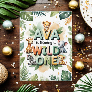 Wild One First Birthday Invitation Card   Ava