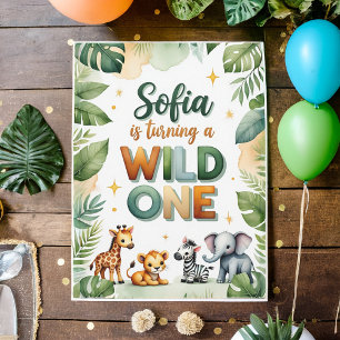 Wild One First Birthday Invitation Card   Sofia 