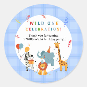 Wild One First Birthday Invitation Classic Round Sticker
