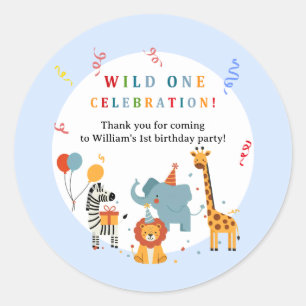 Wild One First Birthday Invitation Classic Round Sticker