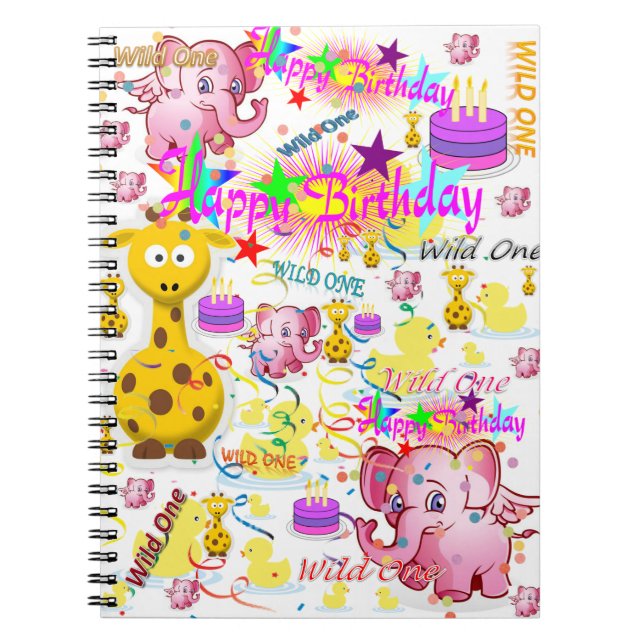 Wild One First Birthday Notebook (Front)