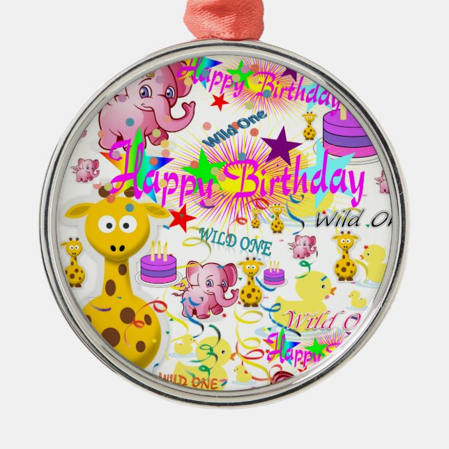Wild One First Birthday Ornament (Front)