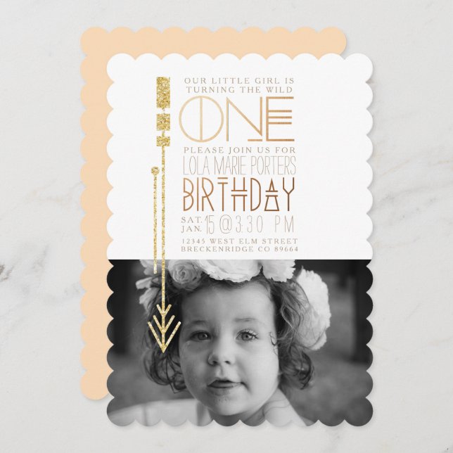 Wild One | First Birthday Party Invite Photo (Front/Back)