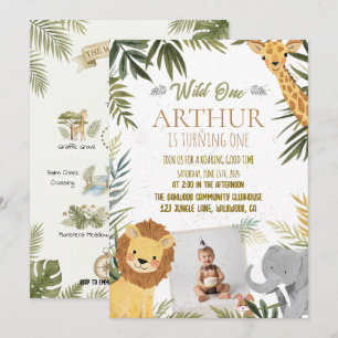 Wild One - First Birthday Photo Invitation