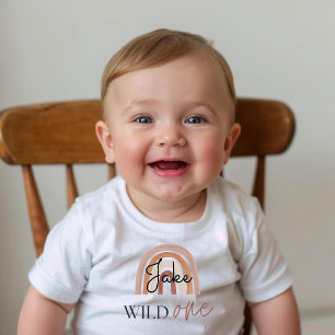 Wild One First Birthday Rainbow & Sun Personalised Baby T-Shirt