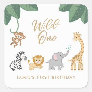 Wild One First Birthday  Square Sticker
