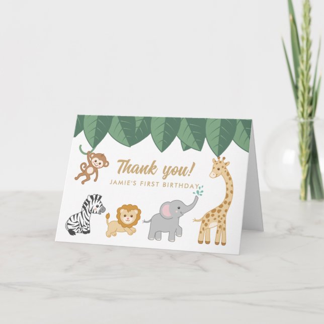 Wild One First Birthday  Thank You Card (Front)