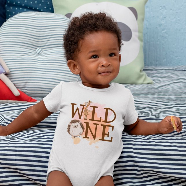 Wild One First Birthday Wild Animals  Baby Bodysuit (Creator Uploaded)