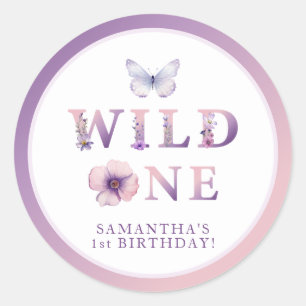 Wild One Floral 1st Birthday Party Sticker