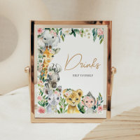 Wild One Floral Safari Baby Shower Drinks