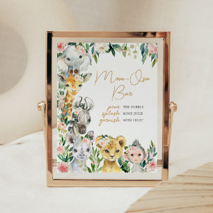 Wild One Floral Safari Baby Shower Mum Osa Bar Poster